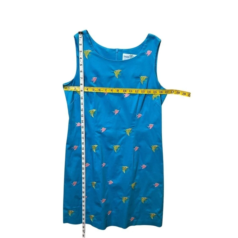 Vintage Tropical Dress Cardigan‎ Set Women 8 Embroidered Fish Cruise Resort Wear